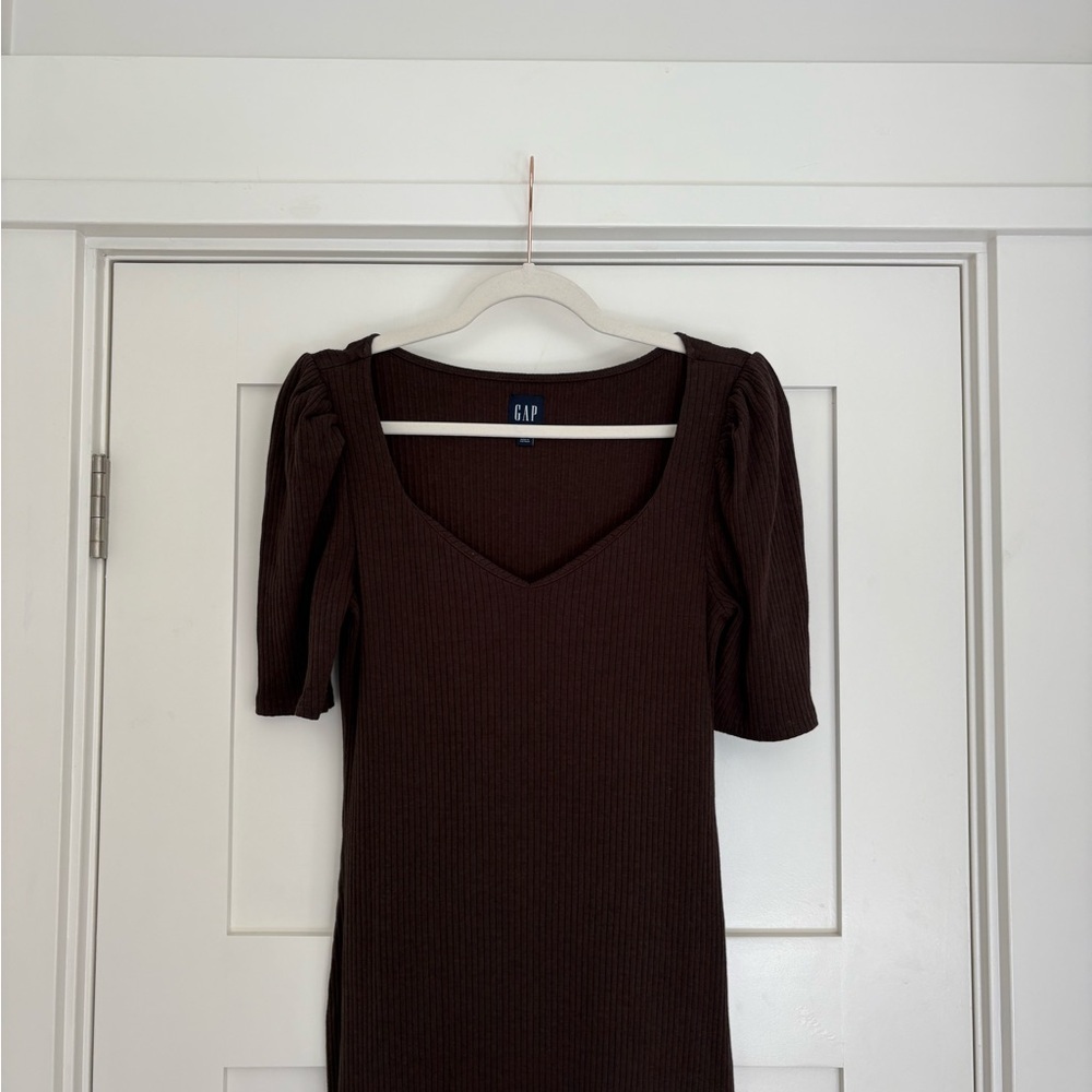 Gap Puff Sleeve Sweetheart Midi Dress Sz M - Picture 5 of 7